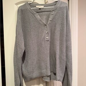 LOFT Heather Gray Button-Up Cardigan